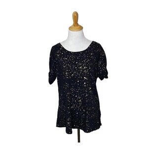 a.n.a. ana A New Approach black gold splatter T shirt Tee Size Medium Womens